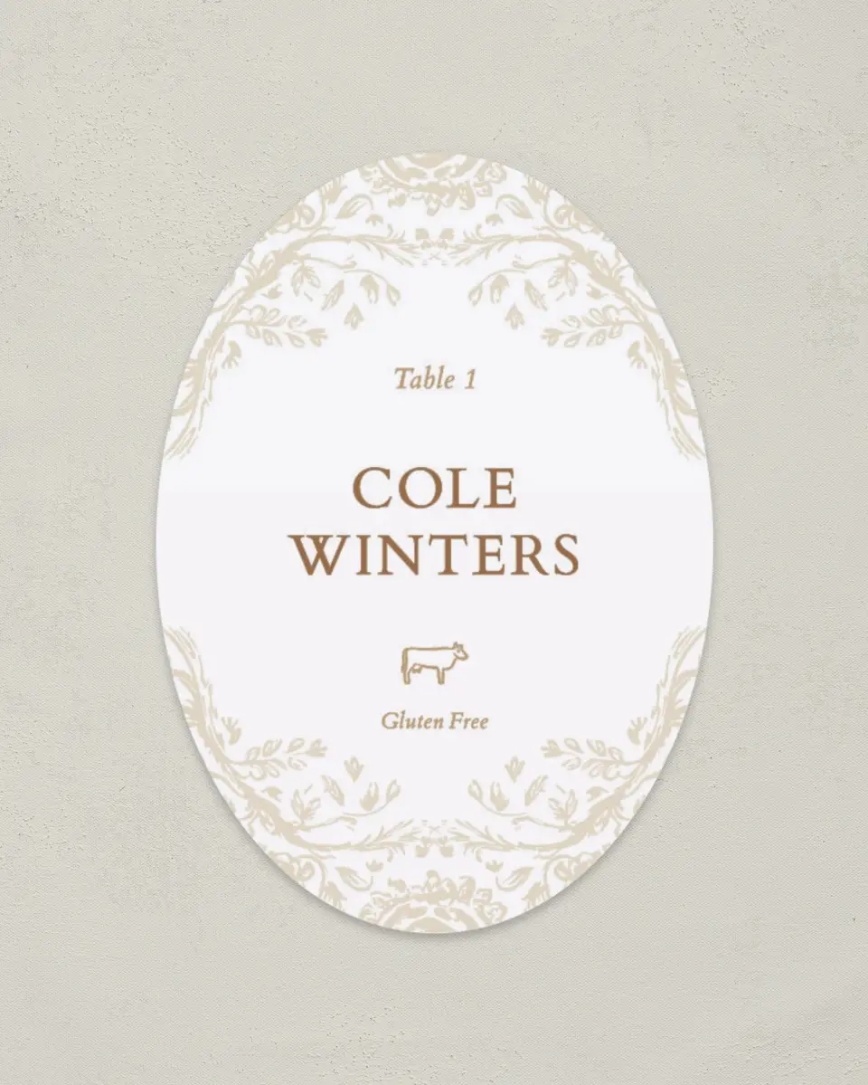 This is a 2.5" x 3.5" Wedding Place Card called Soft Branchlets printed in full color on Premium Smooth paper