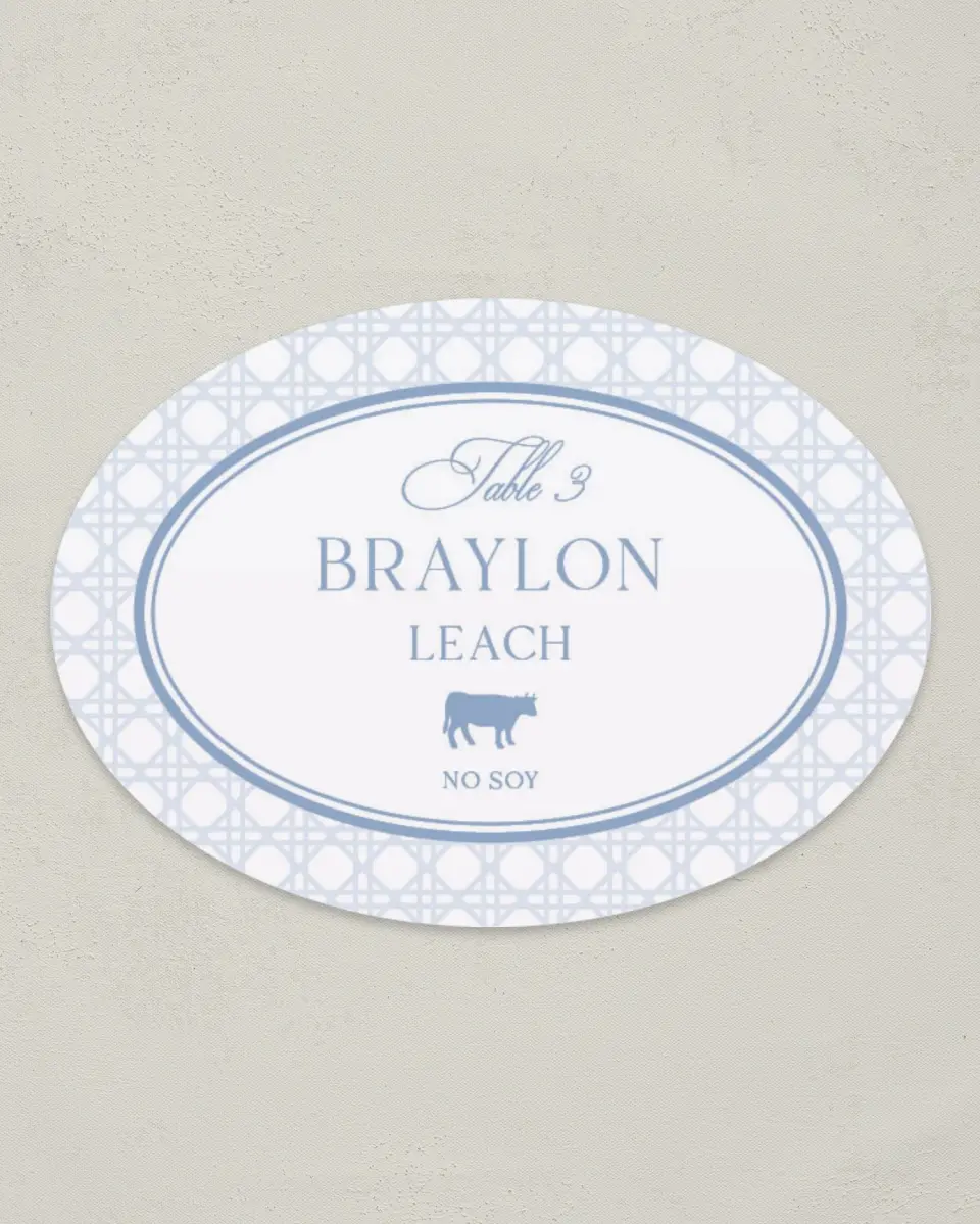 This is a 2.5" x 3.5" Wedding Place Card called Woven Serenity printed in full color on Premium Smooth paper