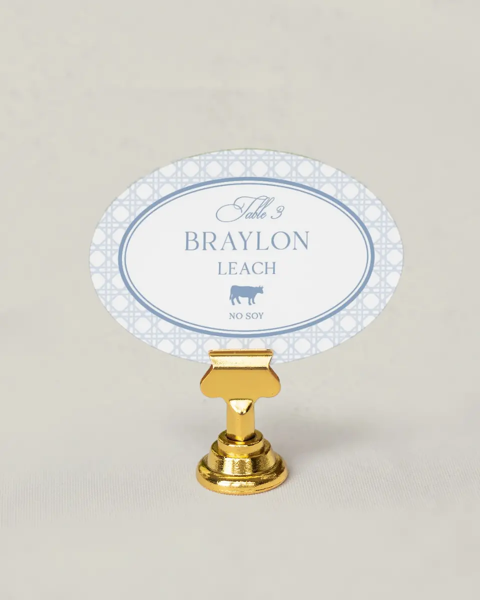 This is a 2.5" x 3.5" Wedding Place Card called Woven Serenity printed in full color on Premium Smooth paper