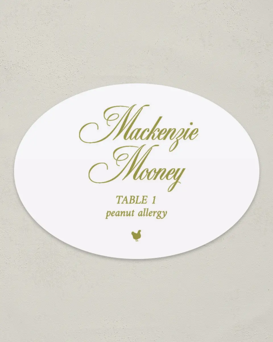 This is a 2.5" x 3.5" Wedding Place Card called Paradise in Bloom printed in full color on Premium Smooth paper
