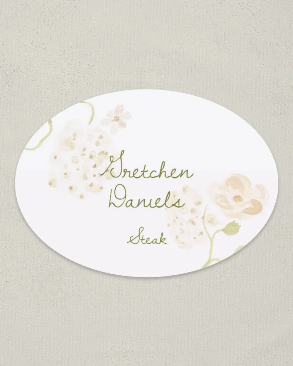 This is a 2.5" x 3.5" Wedding Place Card called Soft Garden Vows printed in full color on Premium Smooth paper
