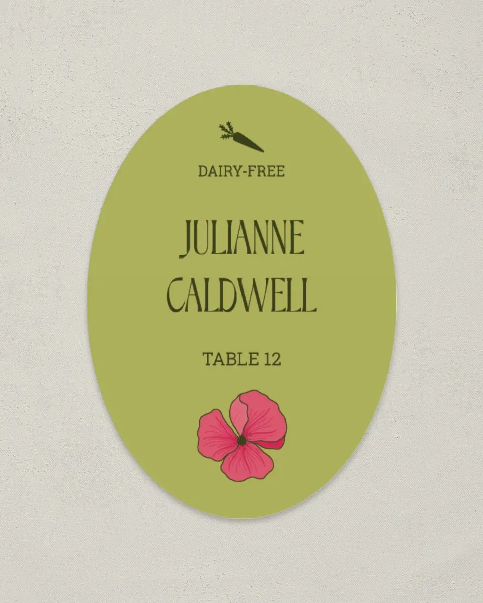 This is a 2.5" x 3.5" Wedding Place Card called Nouveau Romance printed in full color on Premium Smooth paper
