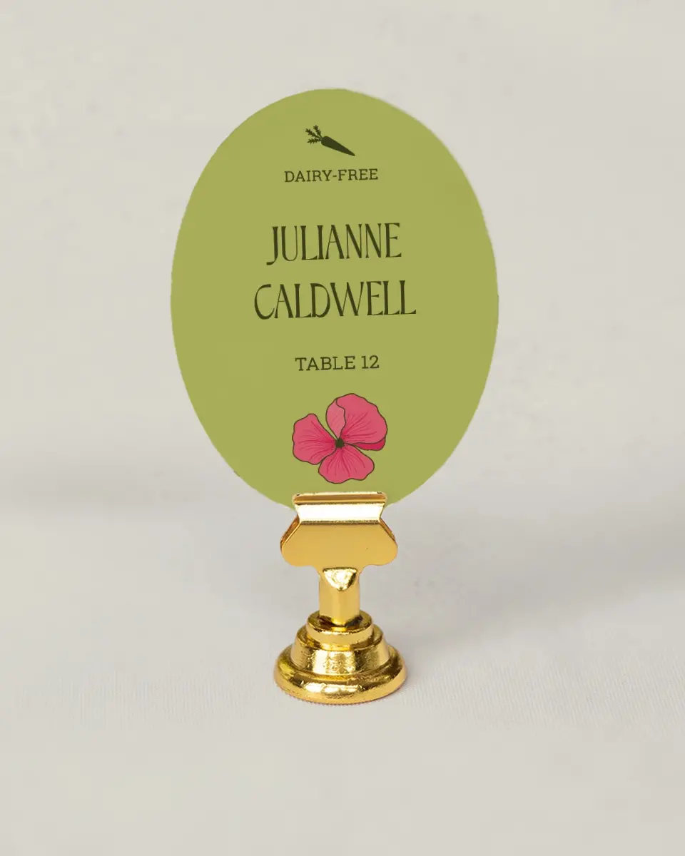 This is a 2.5" x 3.5" Wedding Place Card called Nouveau Romance printed in full color on Premium Smooth paper