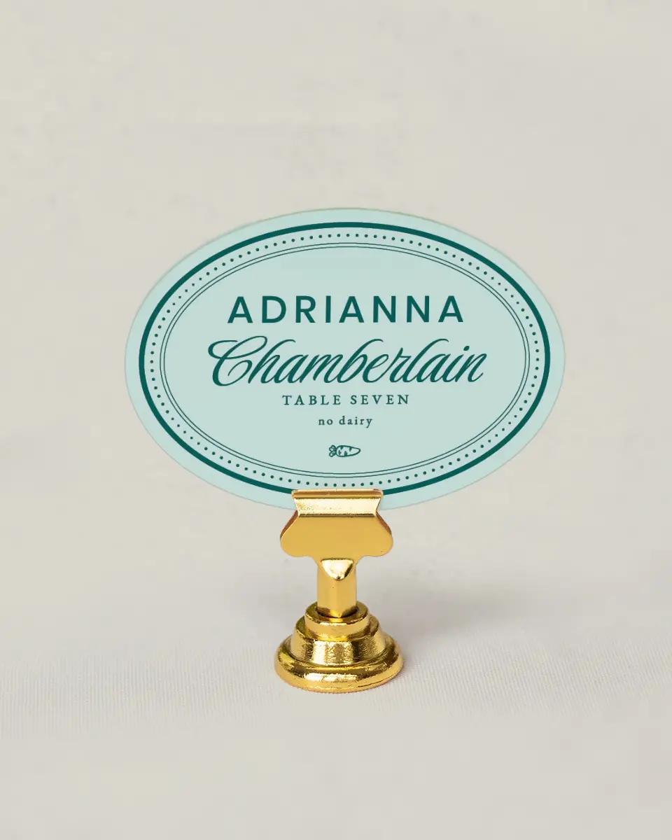 This is a 2.5" x 3.5" Wedding Place Card called Faithful Frame printed in full color on Premium Smooth paper