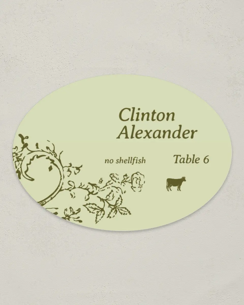 This is a 2.5" x 3.5" Wedding Place Card called Vintage Chinoiserie printed in full color on Premium Smooth paper