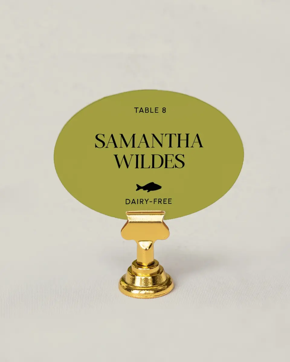 This is a 2.5" x 3.5" Wedding Place Card called The Mallory printed in full color on Premium Smooth paper