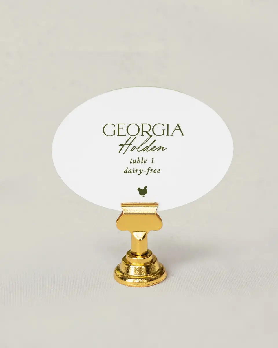 This is a 2.5" x 3.5" Wedding Place Card called The Georgia printed in full color on Premium Smooth paper