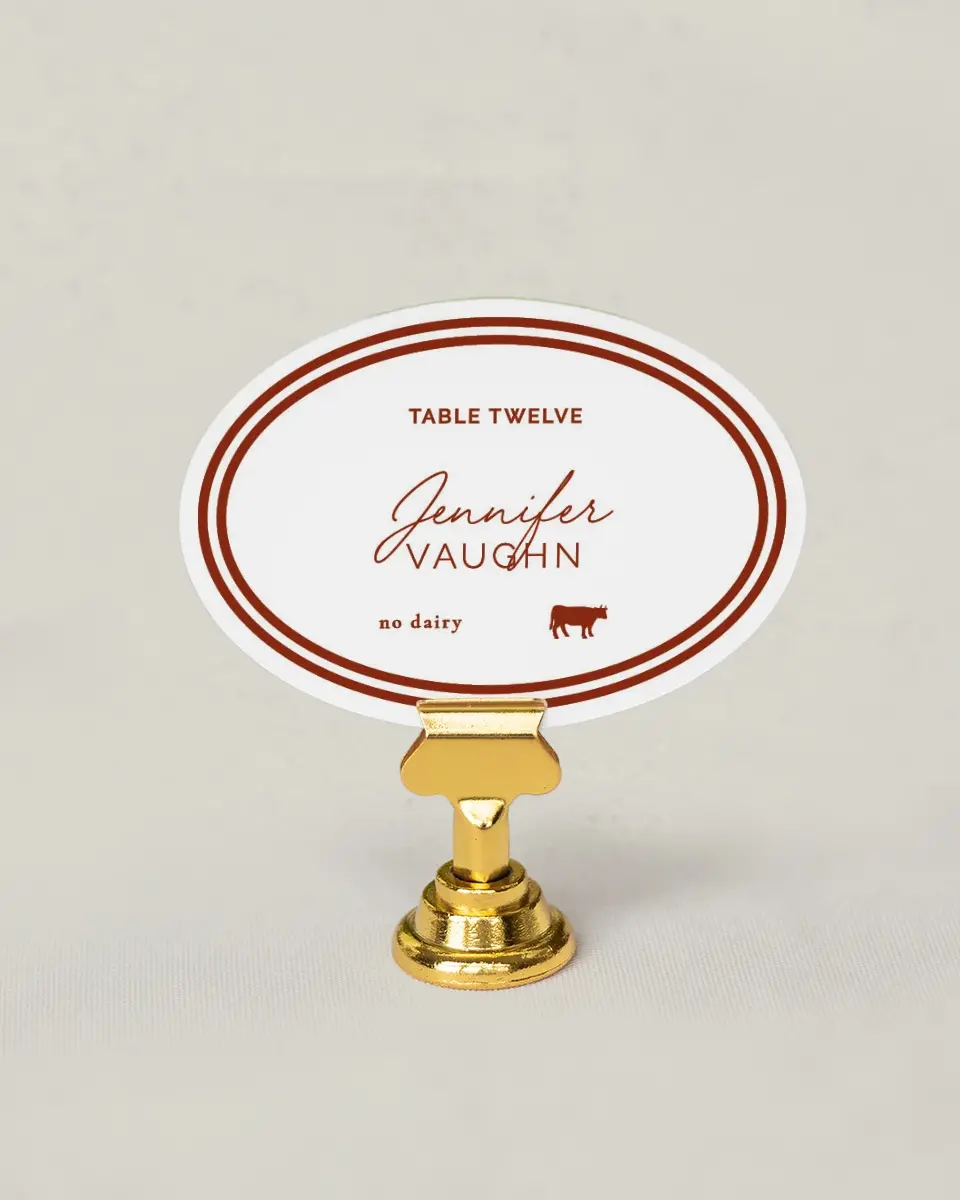 This is a 2.5" x 3.5" Wedding Place Card called The Chelsea printed in full color on Premium Smooth paper
