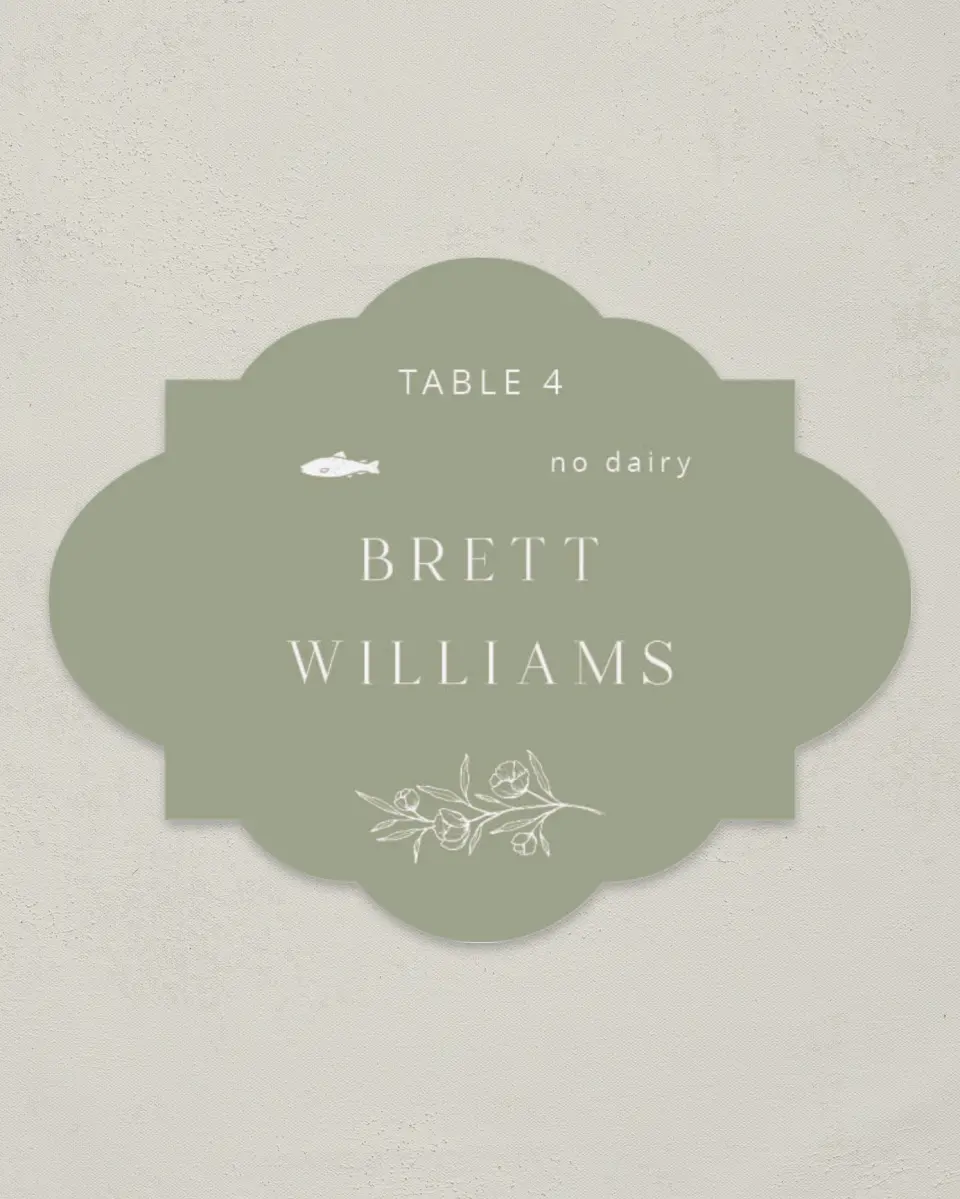 This is a 2.75" x 3.5" Wedding Place Card called The Jasmine printed in full color on Premium Smooth paper