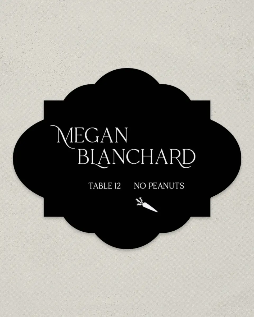 This is a 2.75" x 3.5" Wedding Place Card called The Lucy printed in full color on Premium Smooth paper