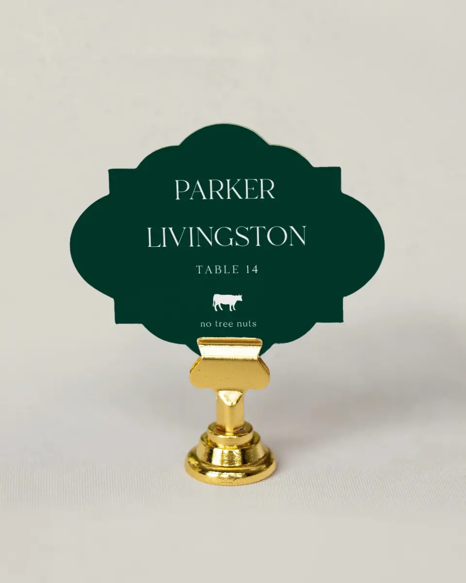 This is a 2.75" x 3.5" Wedding Place Card called The Olivia printed in full color on Premium Smooth paper