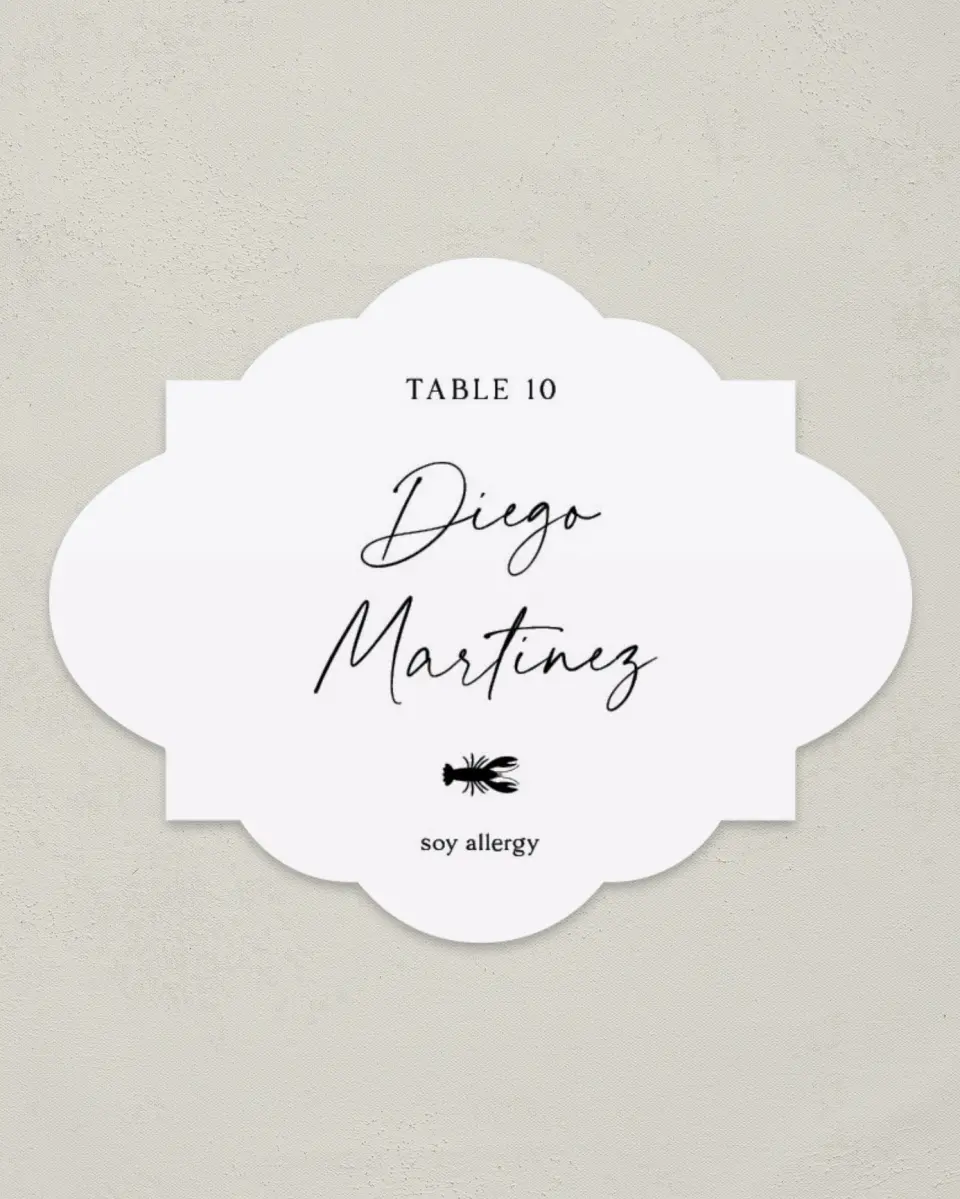 This is a 2.75" x 3.5" Wedding Place Card called The Lauren printed in full color on Premium Smooth paper