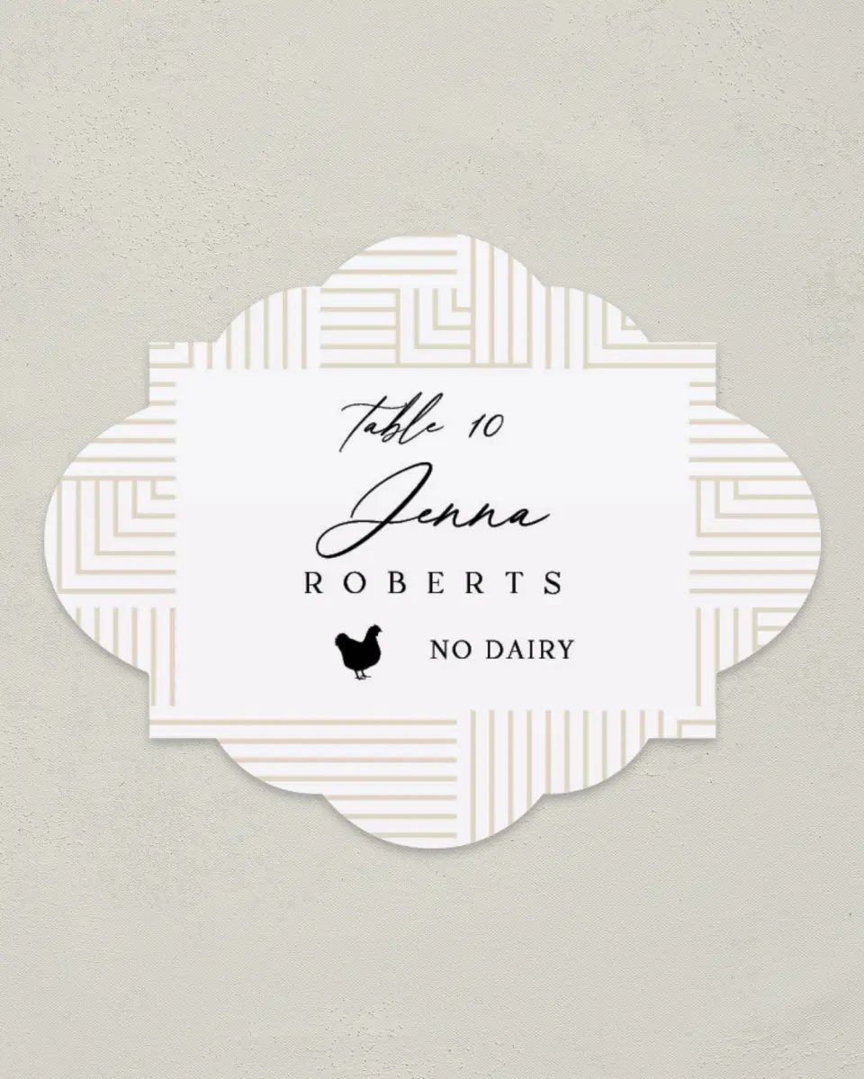 This is a 2.75" x 3.5" Wedding Place Card called Love Maze printed in full color on Premium Smooth paper