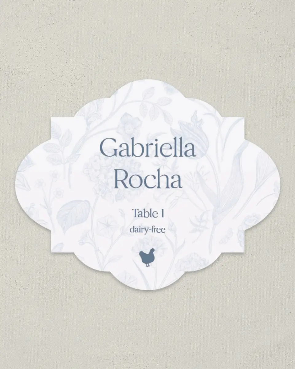 This is a 2.75" x 3.5" Wedding Place Card called The Gabriella printed in full color on Premium Smooth paper
