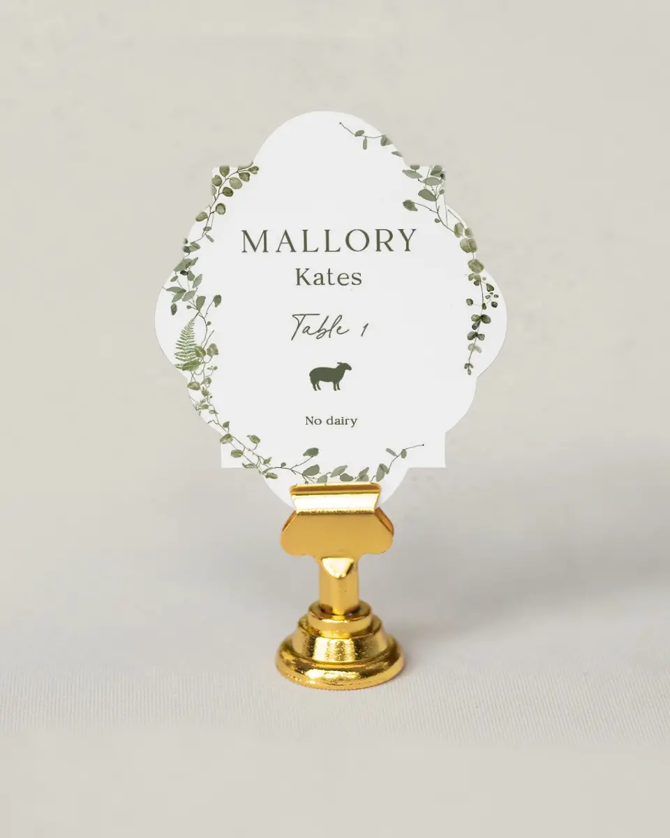 This is a 2.75" x 3.5" Wedding Place Card called The Hailey printed in full color on Premium Smooth paper
