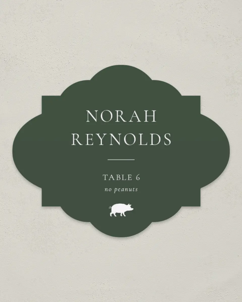 This is a 2.75" x 3.5" Wedding Place Card called The Adaline printed in full color on Premium Smooth paper