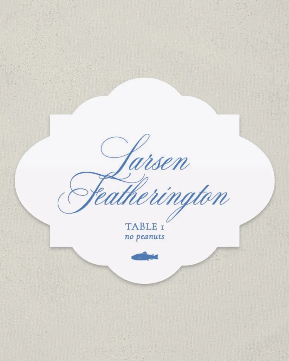 This is a 2.75" x 3.5" Wedding Place Card called Bradley printed in full color on Premium Smooth paper
