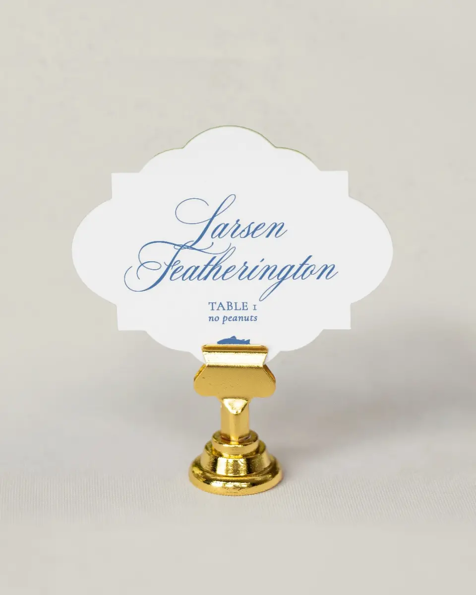 This is a 2.75" x 3.5" Wedding Place Card called Bradley printed in full color on Premium Smooth paper