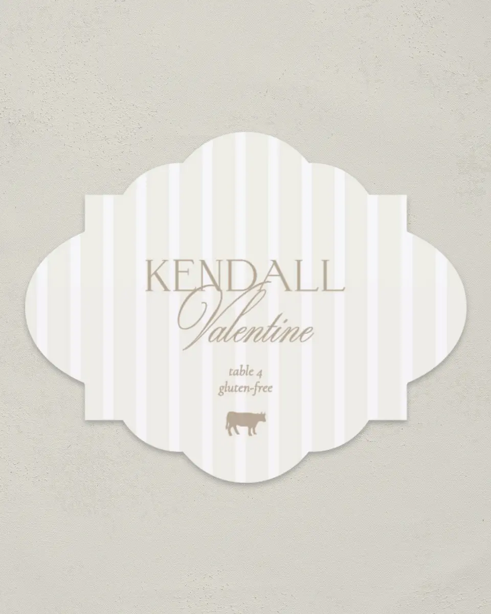 This is a 2.75" x 3.5" Wedding Place Card called Kensington printed in full color on Premium Smooth paper