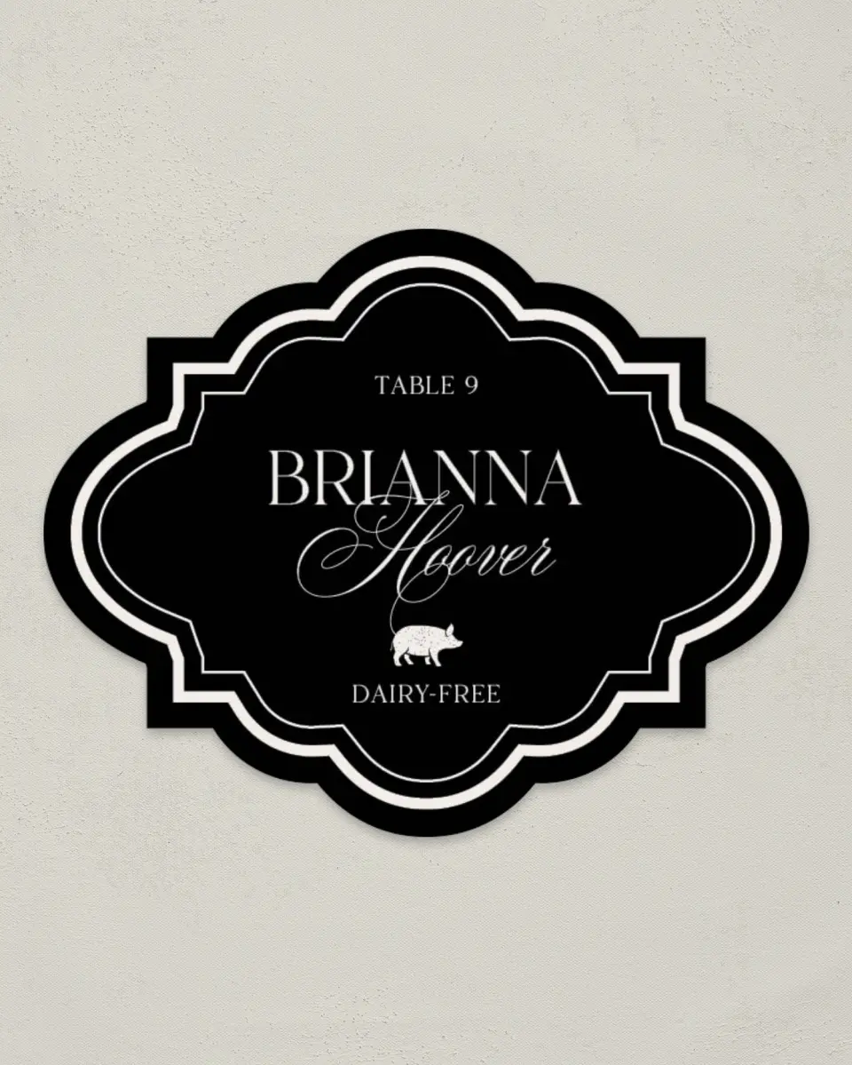 This is a 2.75" x 3.5" Wedding Place Card called Greenwich printed in full color on Premium Smooth paper