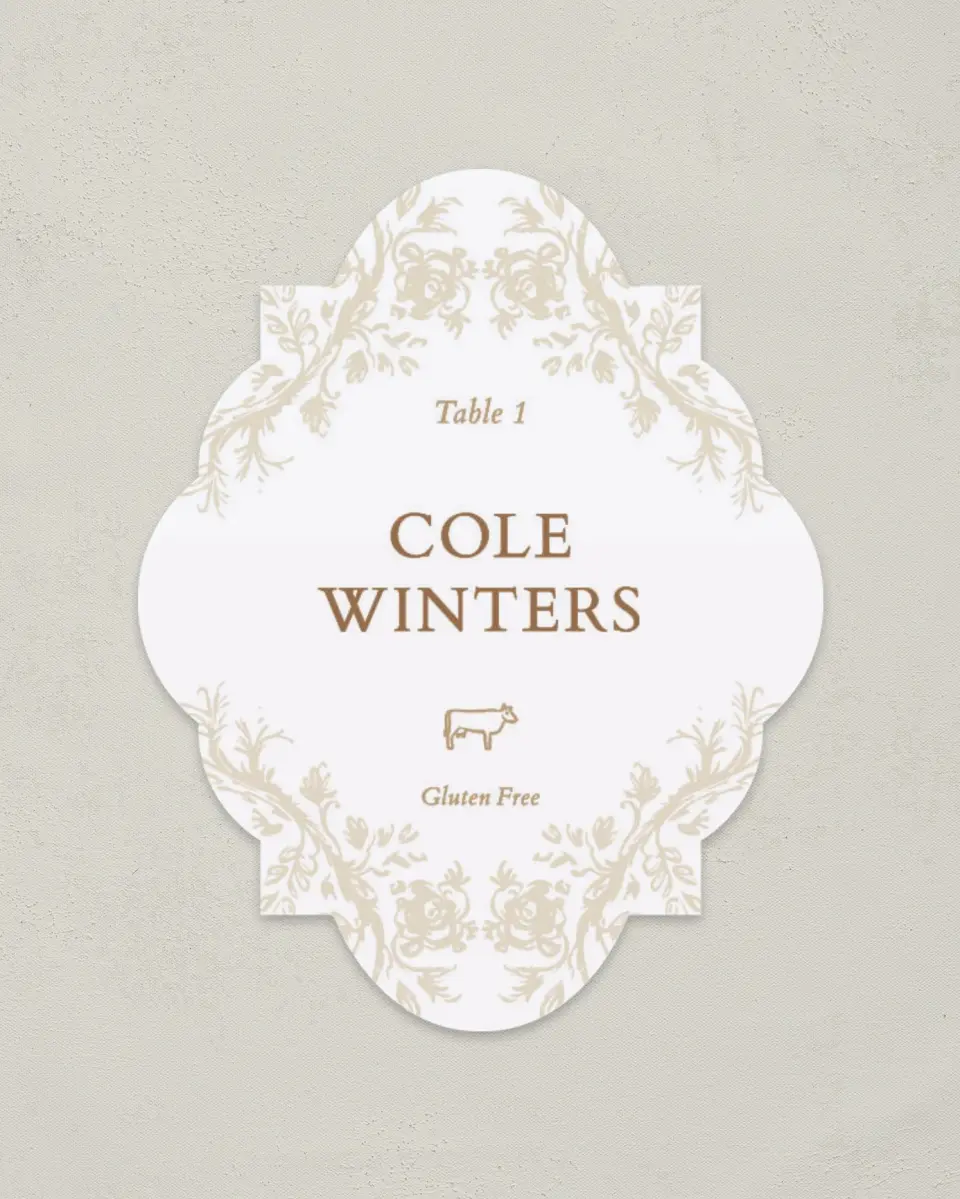 This is a 2.75" x 3.5" Wedding Place Card called Soft Branchlets printed in full color on Premium Smooth paper