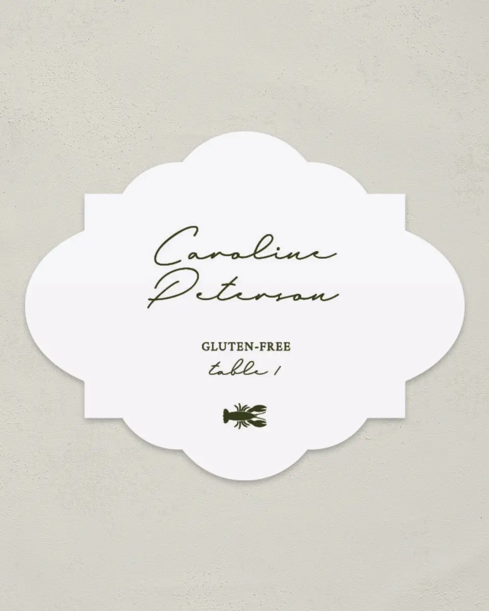 This is a 2.75" x 3.5" Wedding Place Card called Whimsical Shells printed in full color on Premium Smooth paper
