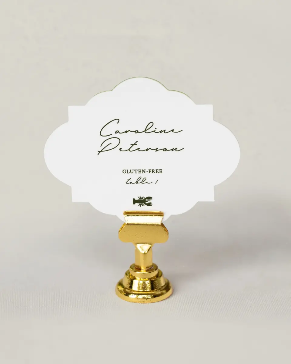 This is a 2.75" x 3.5" Wedding Place Card called Whimsical Shells printed in full color on Premium Smooth paper