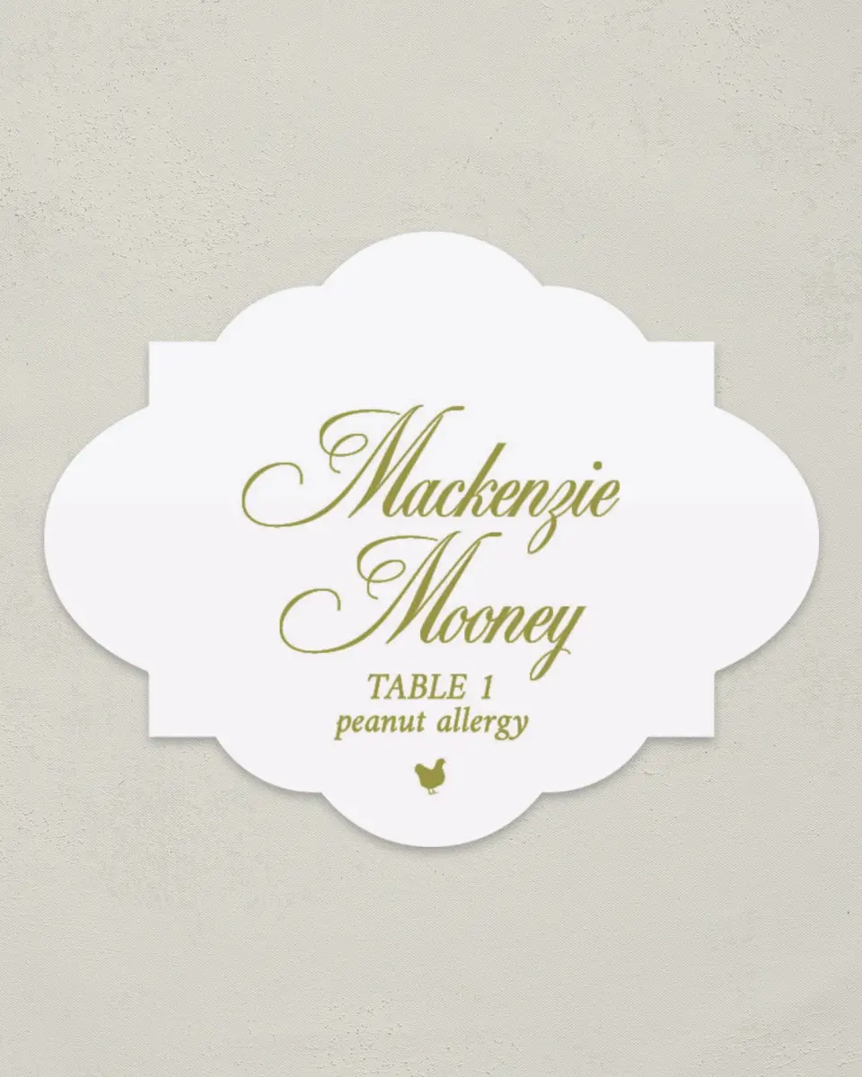 This is a 2.75" x 3.5" Wedding Place Card called Paradise in Bloom printed in full color on Premium Smooth paper