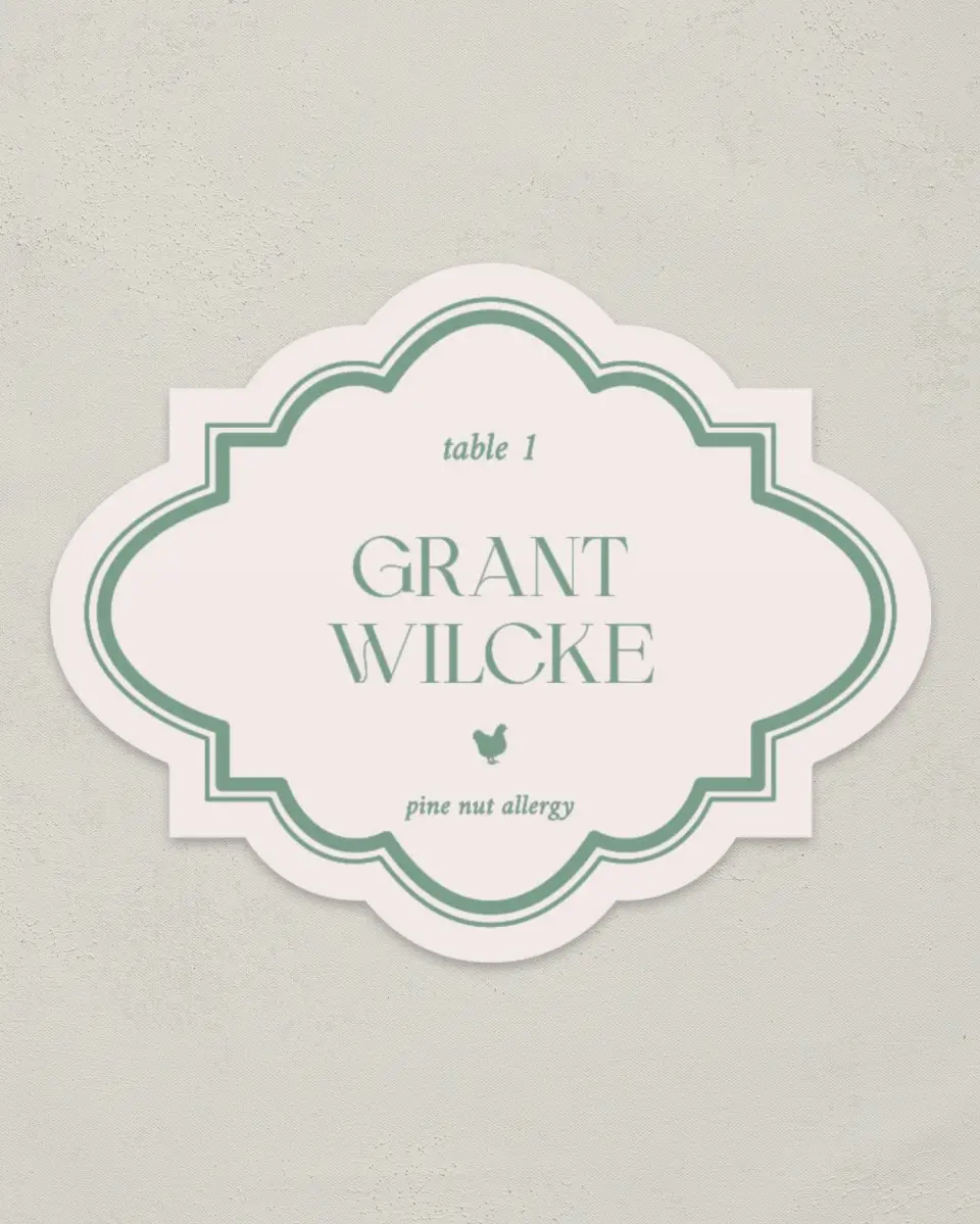 This is a 2.75" x 3.5" Wedding Place Card called Vintage Dream printed in full color on Premium Smooth paper