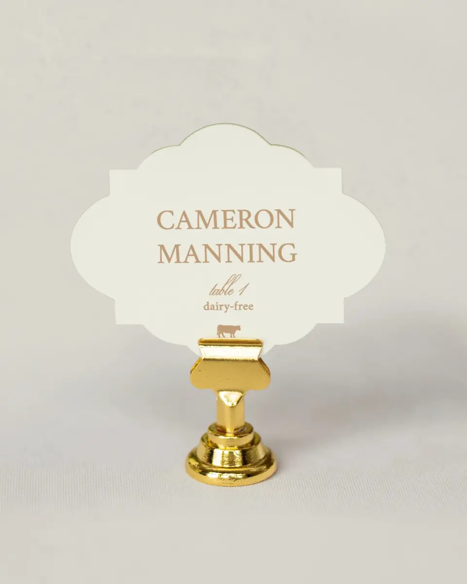 This is a 2.75" x 3.5" Wedding Place Card called Beaded Veil printed in full color on Premium Smooth paper
