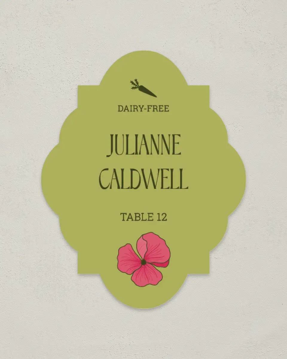 This is a 2.75" x 3.5" Wedding Place Card called Nouveau Romance printed in full color on Premium Smooth paper