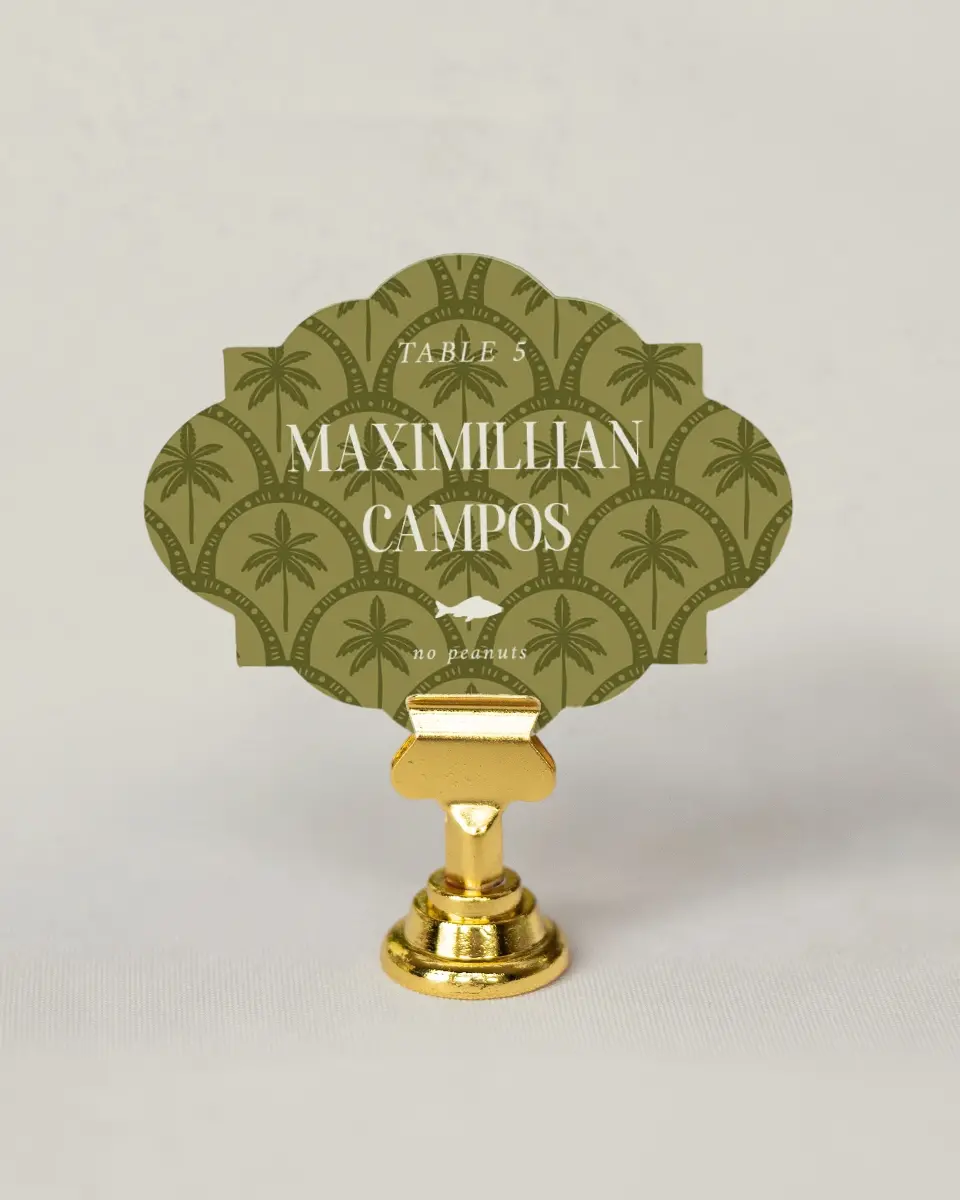 This is a 2.75" x 3.5" Wedding Place Card called Tropical Treasure printed in full color on Premium Smooth paper