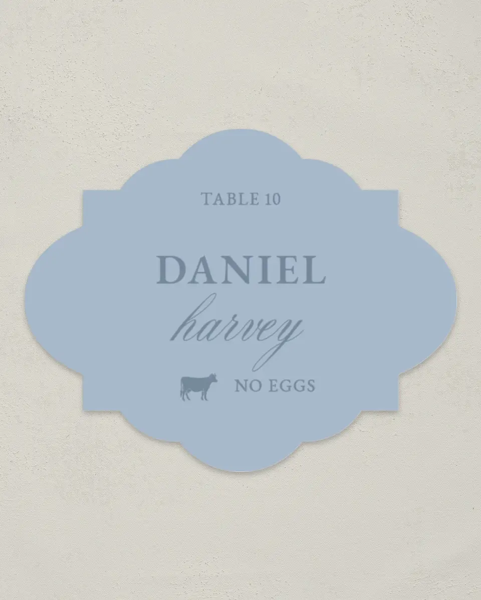 This is a 2.75" x 3.5" Wedding Place Card called Pressed Petals printed in full color on Premium Smooth paper