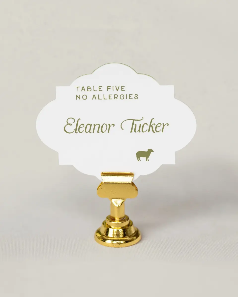 This is a 2.75" x 3.5" Wedding Place Card called The Rosemary printed in full color on Premium Smooth paper