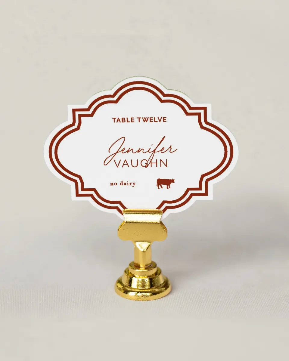 This is a 2.75" x 3.5" Wedding Place Card called The Chelsea printed in full color on Premium Smooth paper