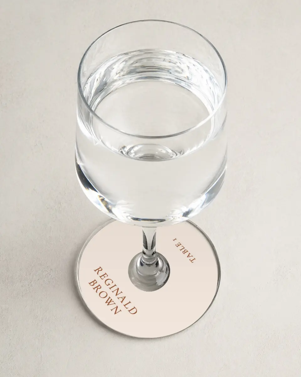 This is a 3" Circle Wedding Place Card called The Kyleigh printed in full color on Premium Smooth paper