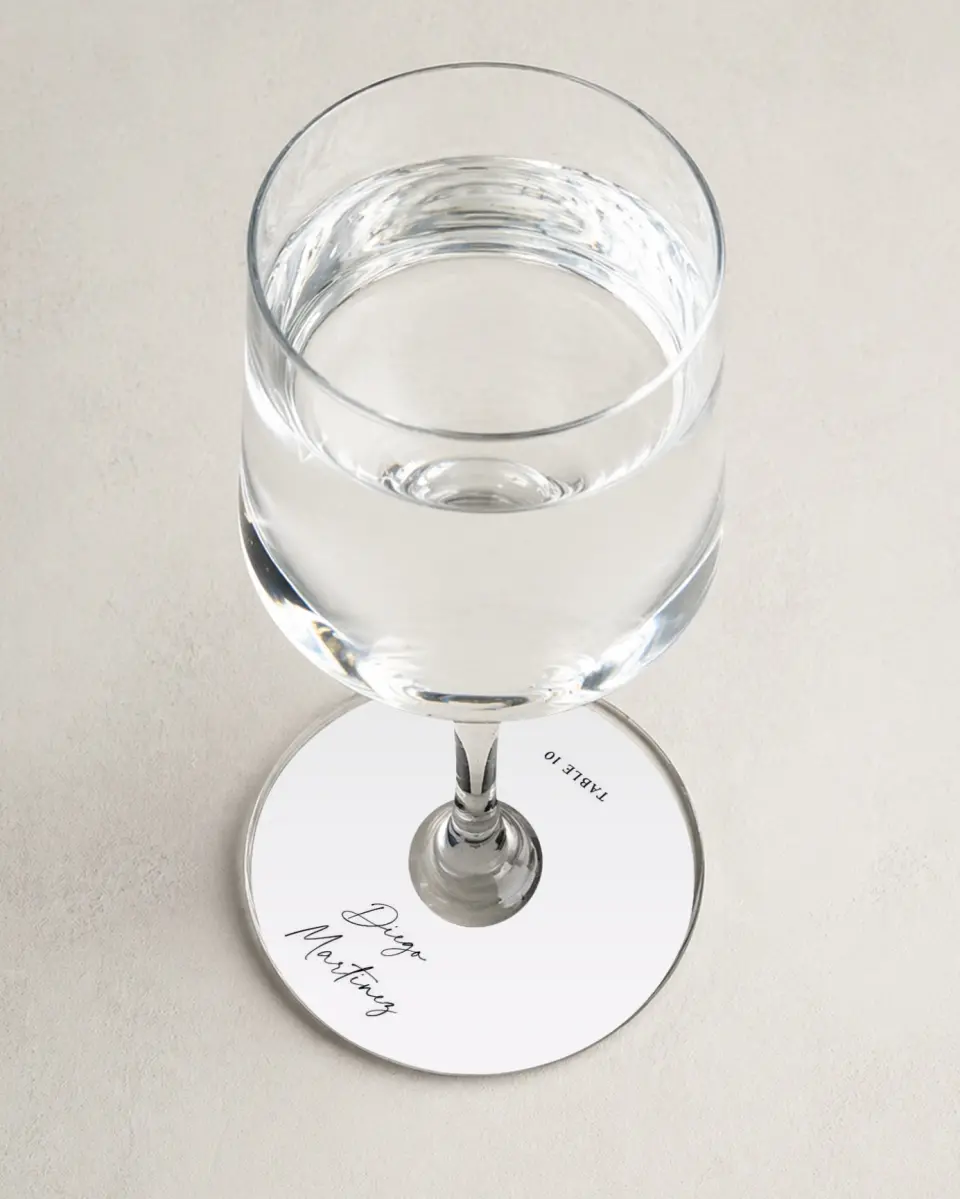 This is a 3" Circle Wedding Place Card called The Lauren printed in full color on Premium Smooth paper