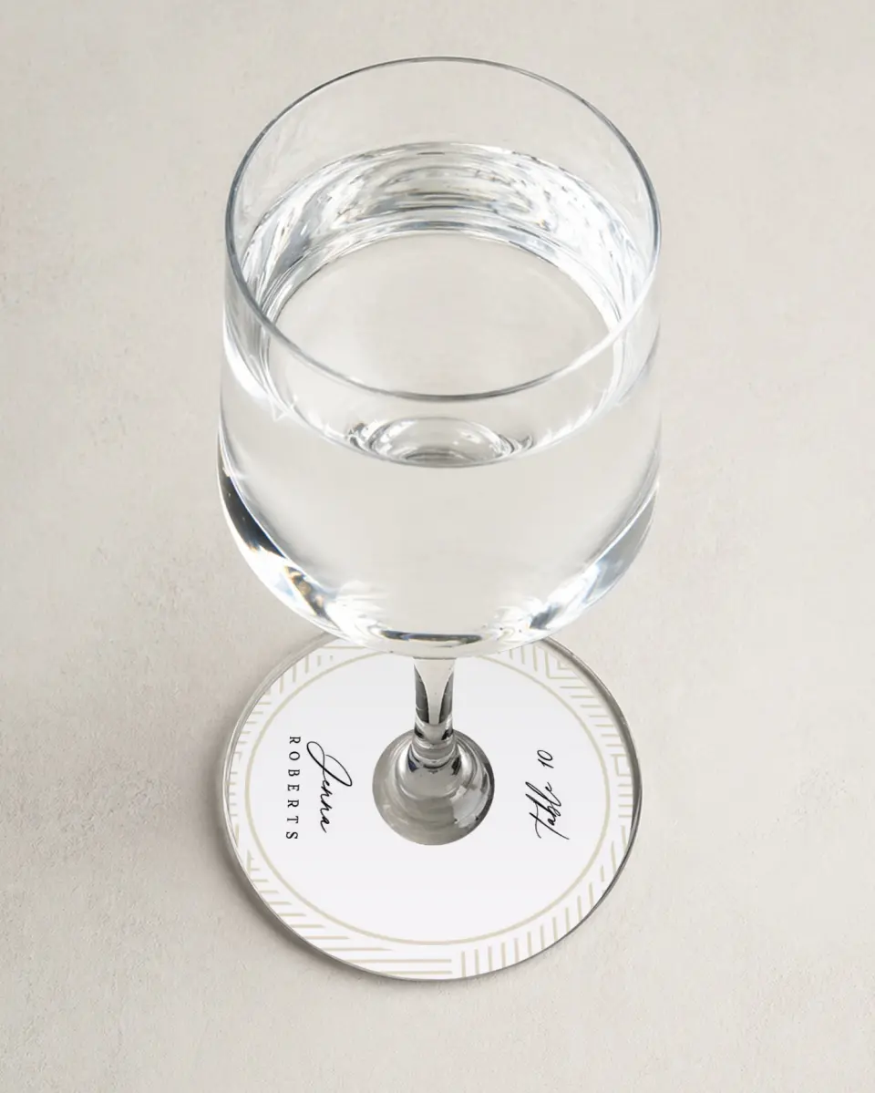 This is a 3" Circle Wedding Place Card called Love Maze printed in full color on Premium Smooth paper