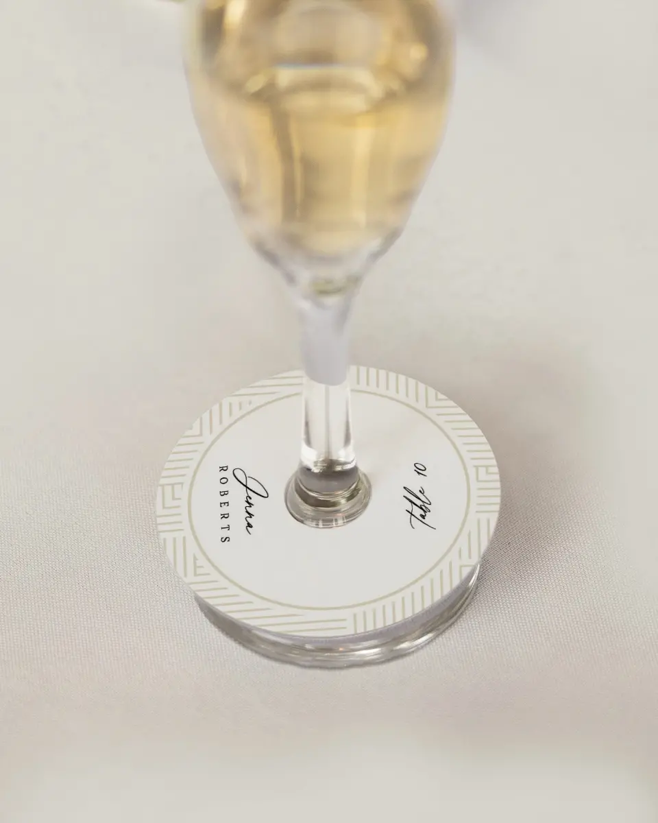 This is a 3" Circle Wedding Place Card called Love Maze printed in full color on Premium Smooth paper