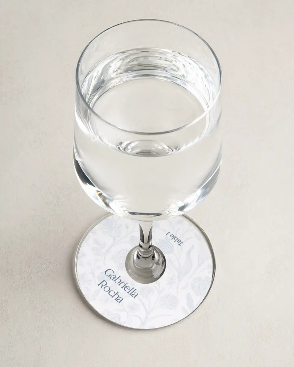 This is a 3" Circle Wedding Place Card called The Gabriella printed in full color on Premium Smooth paper