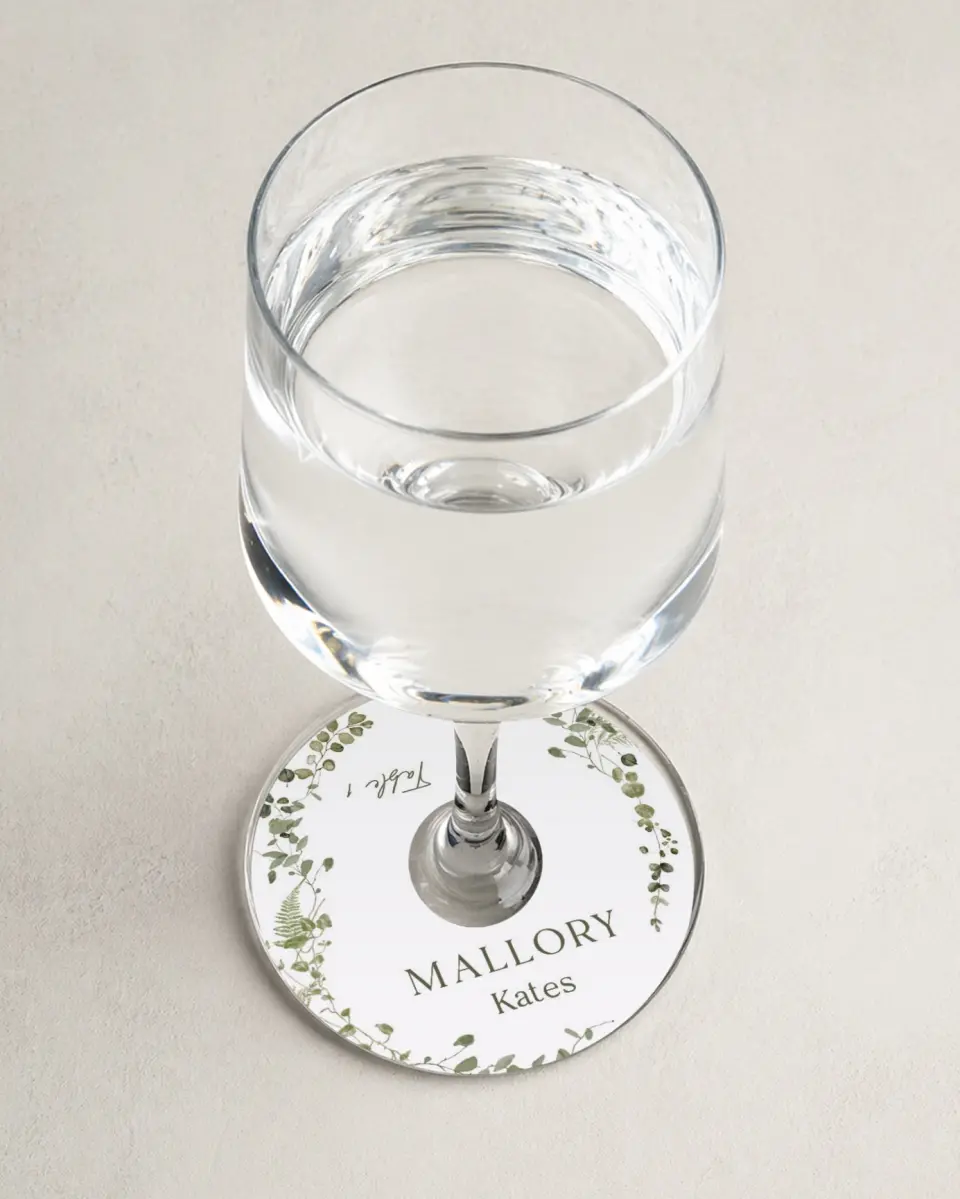 This is a 3" Circle Wedding Place Card called The Hailey printed in full color on Premium Smooth paper