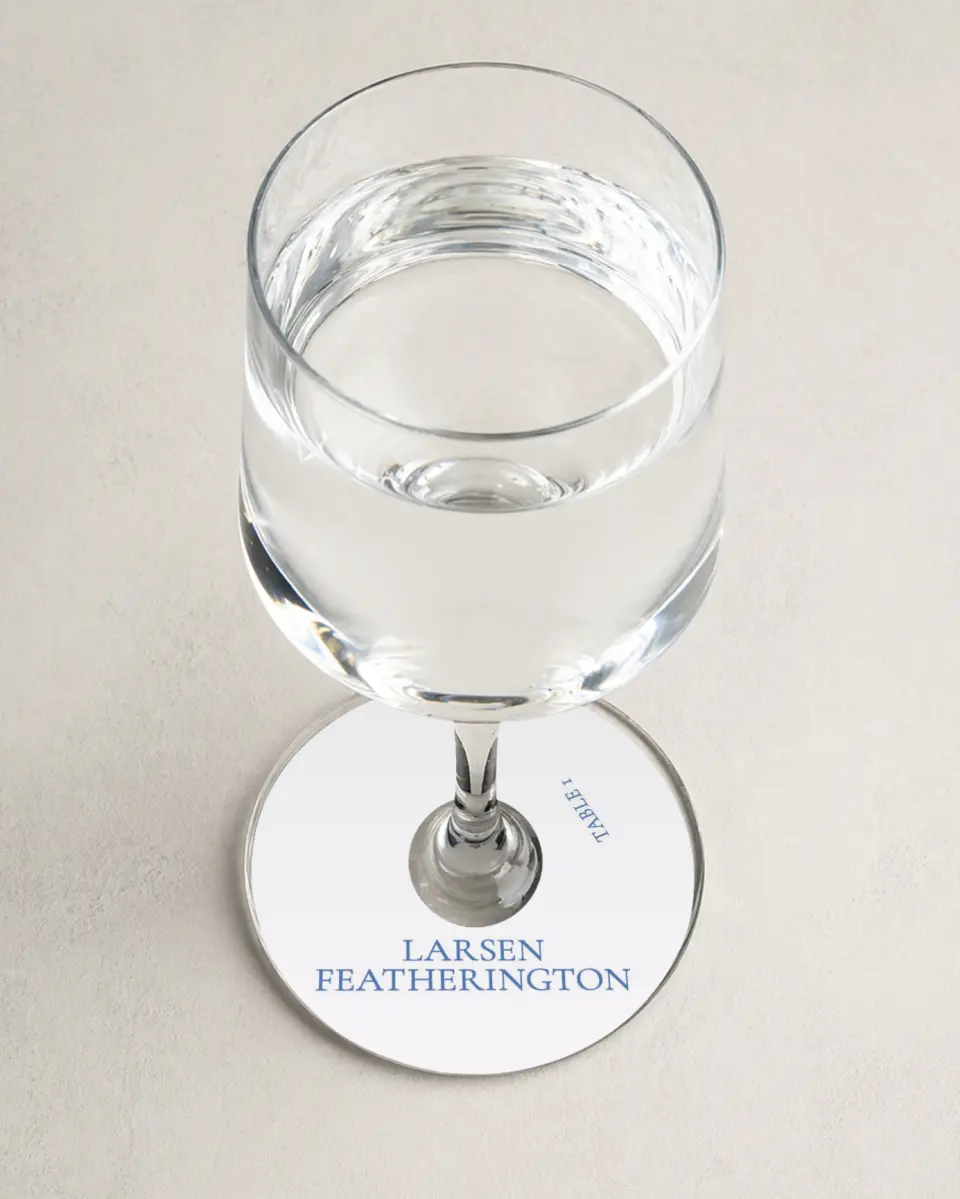 This is a 3" Circle Wedding Place Card called Bradley printed in full color on Premium Smooth paper