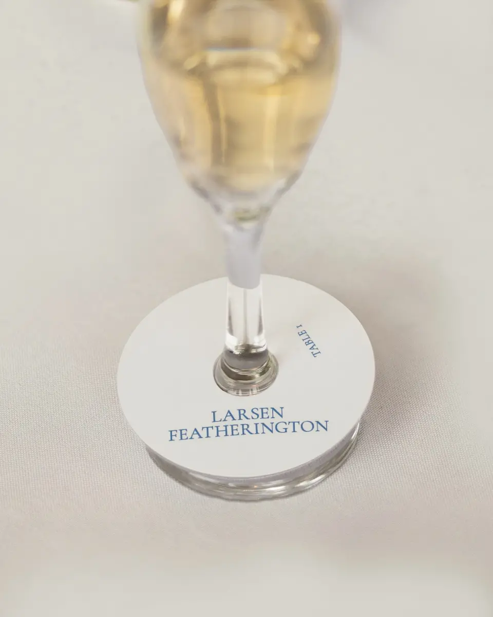 This is a 3" Circle Wedding Place Card called Bradley printed in full color on Premium Smooth paper