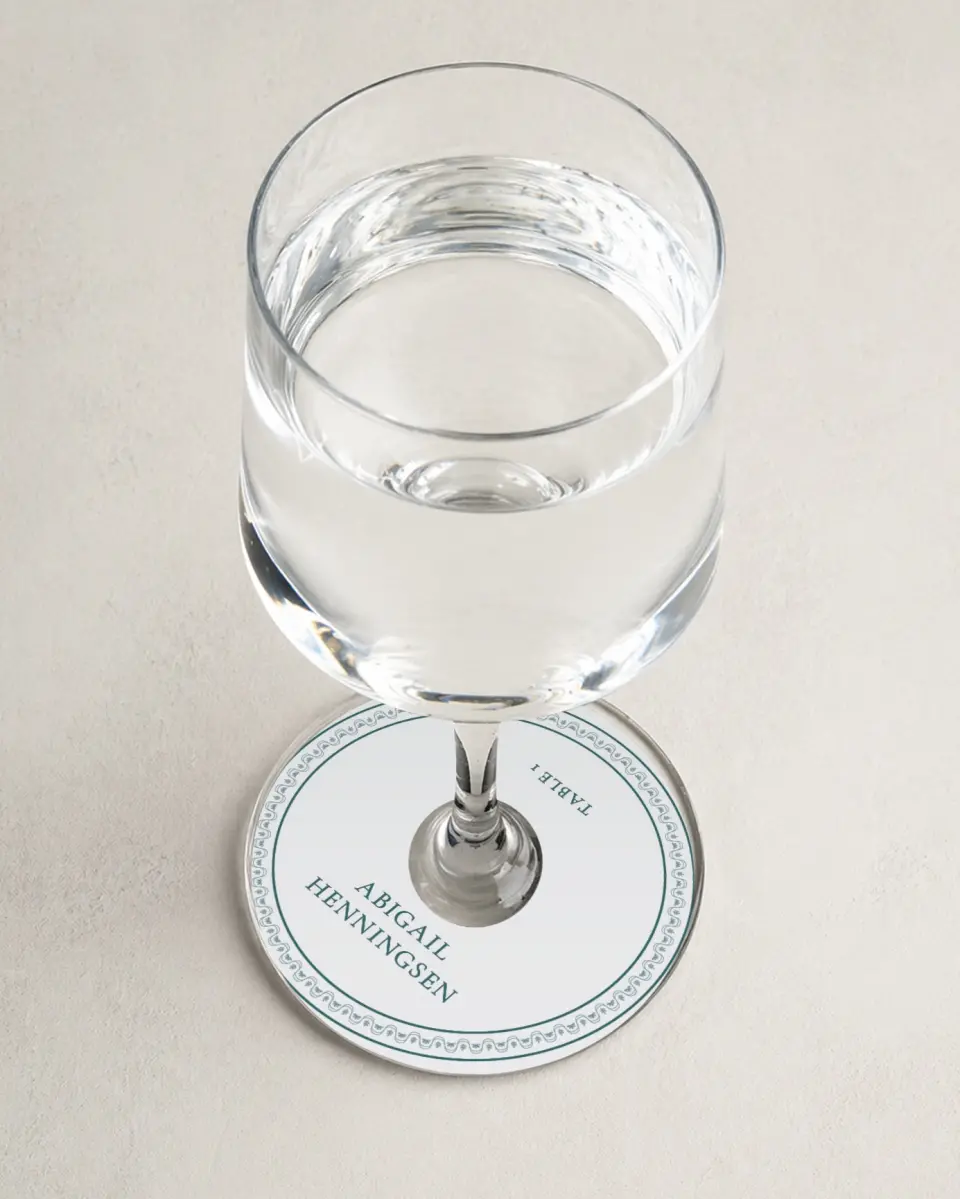 This is a 3" Circle Wedding Place Card called Delicate Vintage printed in full color on Premium Smooth paper