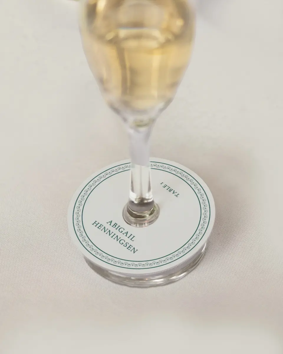 This is a 3" Circle Wedding Place Card called Delicate Vintage printed in full color on Premium Smooth paper