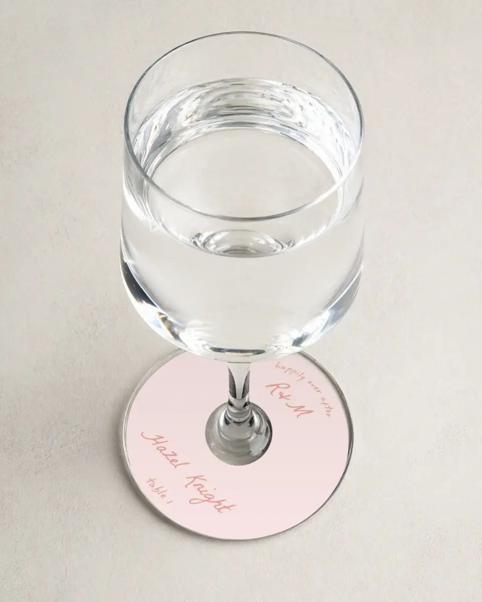 This is a 3" Circle Wedding Place Card called Maritime Vows printed in full color on Premium Smooth paper