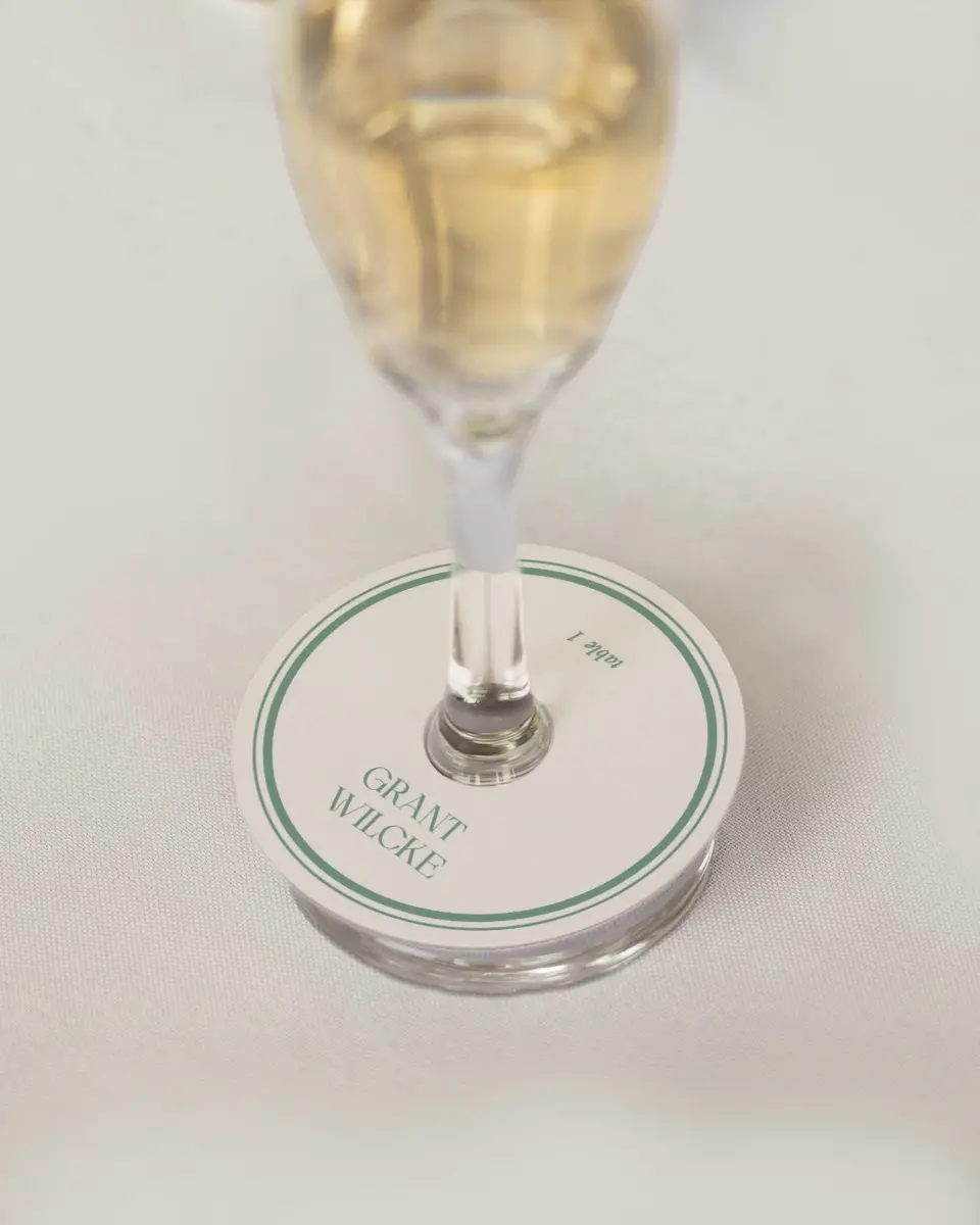 This is a 3" Circle Wedding Place Card called Vintage Dream printed in full color on Premium Smooth paper