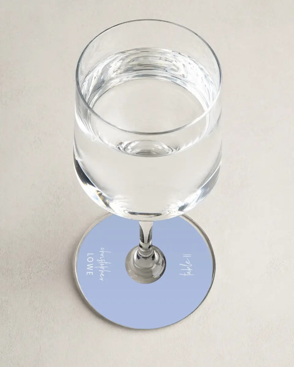 This is a 3" Circle Wedding Place Card called Framed in Flowers printed in full color on Premium Smooth paper