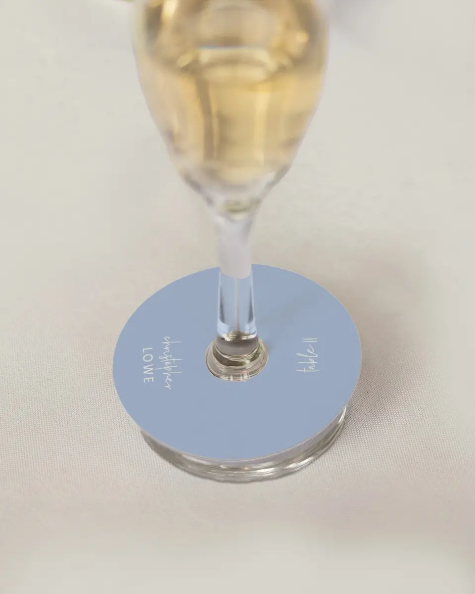 This is a 3" Circle Wedding Place Card called Framed in Flowers printed in full color on Premium Smooth paper