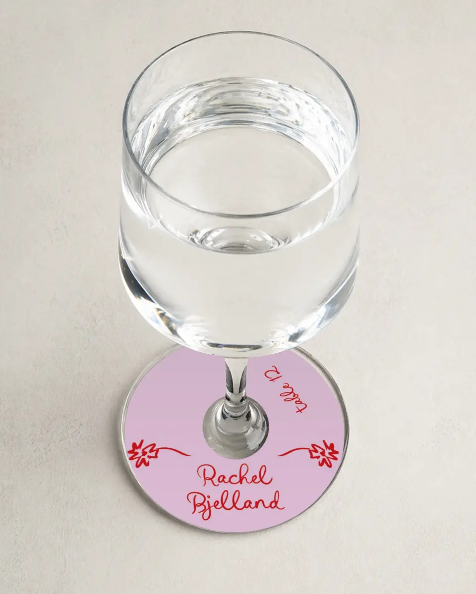This is a 3" Circle Wedding Place Card called Flourishing Love printed in full color on Premium Smooth paper